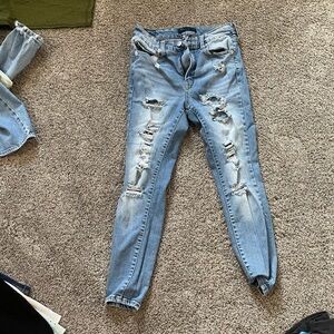 Aeropostale Blue Jeggings with Distressed Details